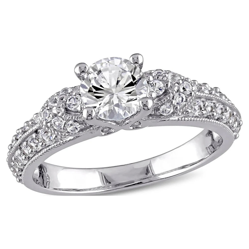 Women'S 1-5/8 Carat T.G.W. Created White Sapphire Vintage Engagement Ring in Sterling Silver