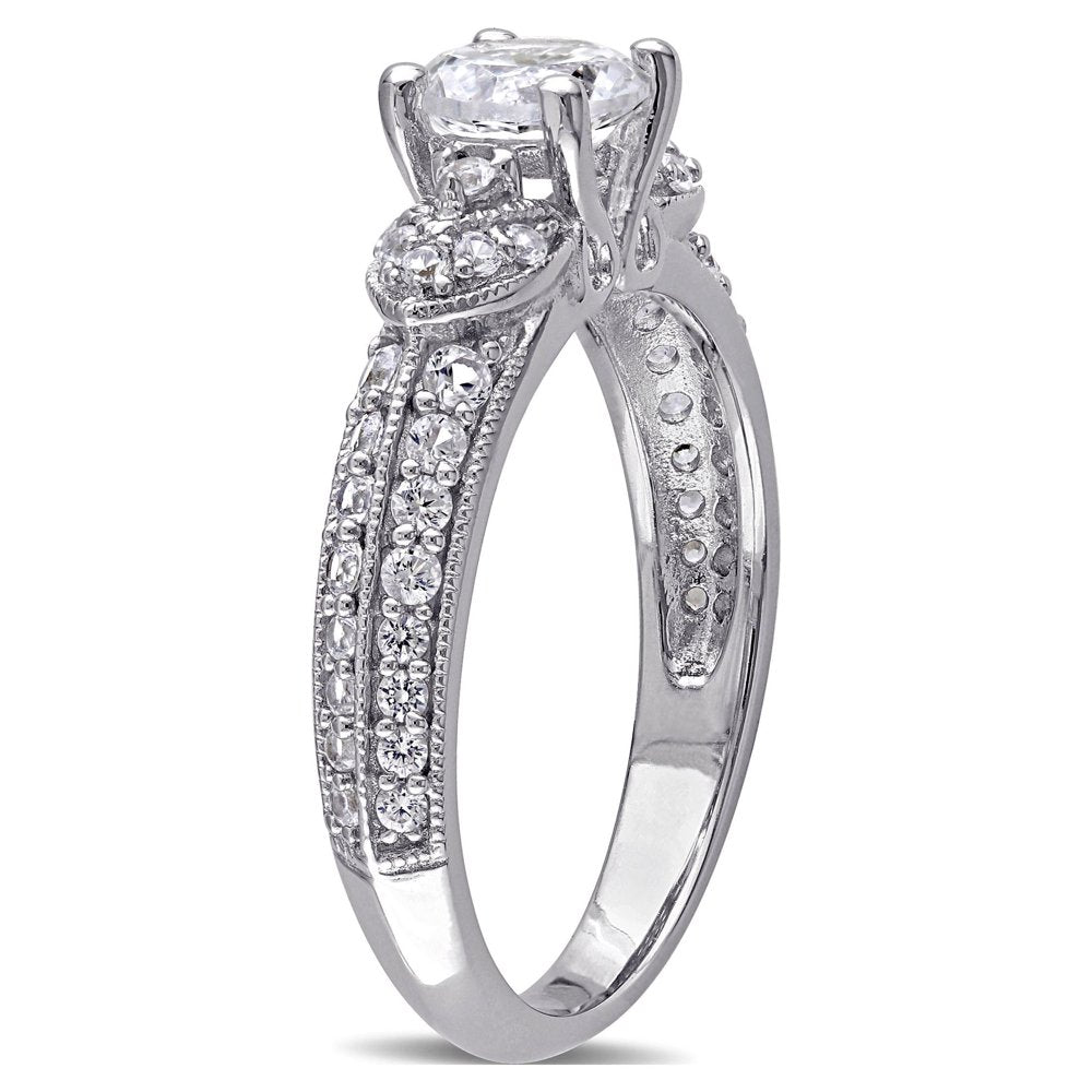 Women'S 1-5/8 Carat T.G.W. Created White Sapphire Vintage Engagement Ring in Sterling Silver