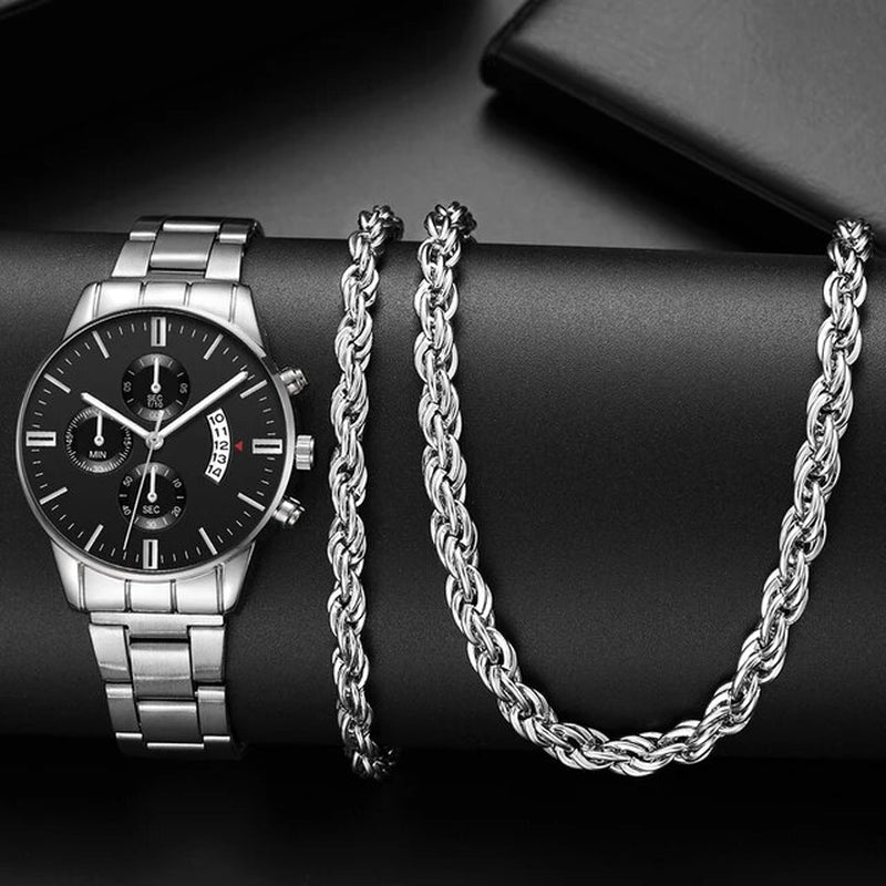 Silver Watches for Men Luxury Fashion Design Stainless Steel Watch Quartz Men'S Watch Gift Montre Homme Relogio Masculino No Box