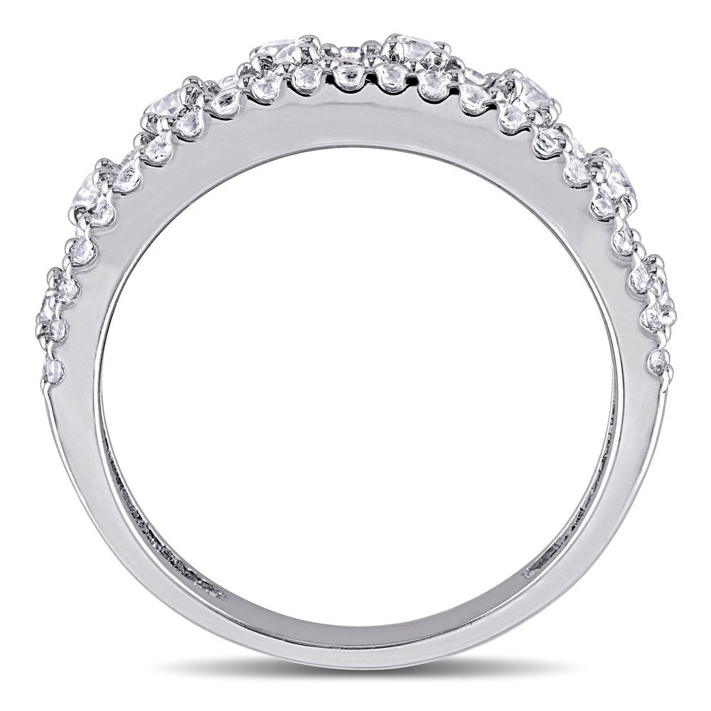 Women'S 1-1/3 Carat T.G.W. Created White Sapphire Cluster Anniversary Ring in Sterling Silver