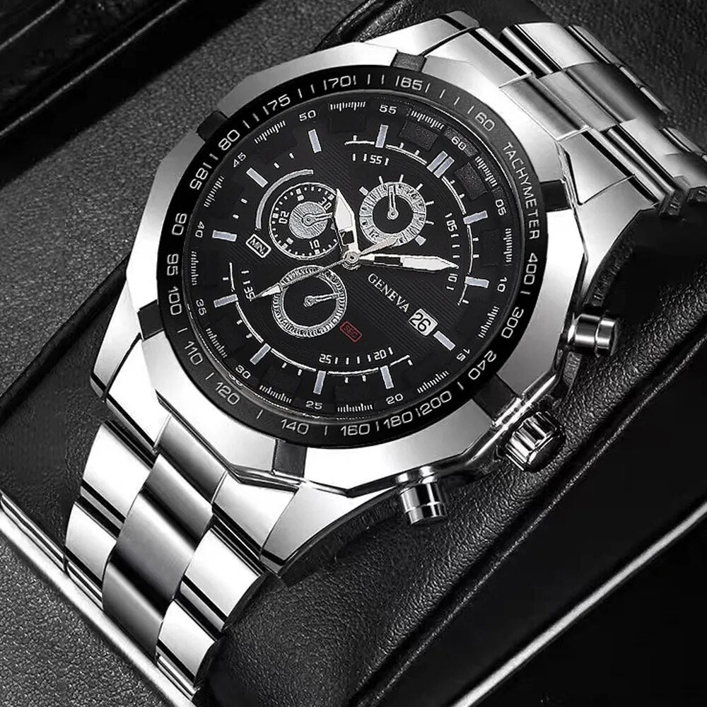 Silver Watches for Men Luxury Fashion Design Stainless Steel Watch Quartz Men'S Watch Gift Montre Homme Relogio Masculino No Box