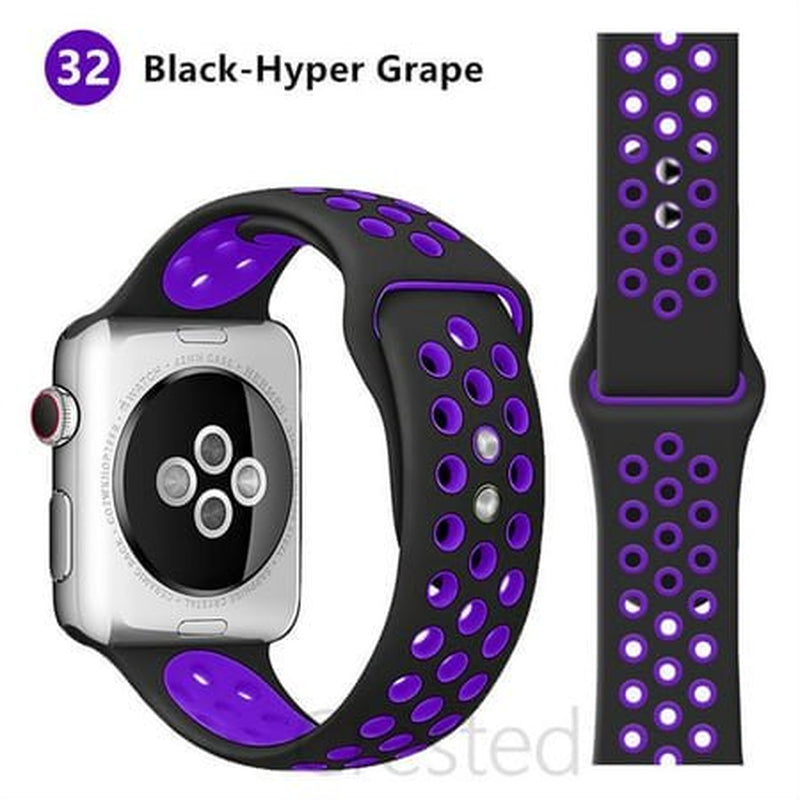 Sport Band Silicone Strap Compatible with Apple Watch Sereies 9 8 7 41Mm 45Mm Sereies 6 5 4 SE 44Mm 40Mm Sereies 3 2 1 38Mm 42Mm, Ultra 49Mm for Women Men, Soft Breathable Adjustable Bands