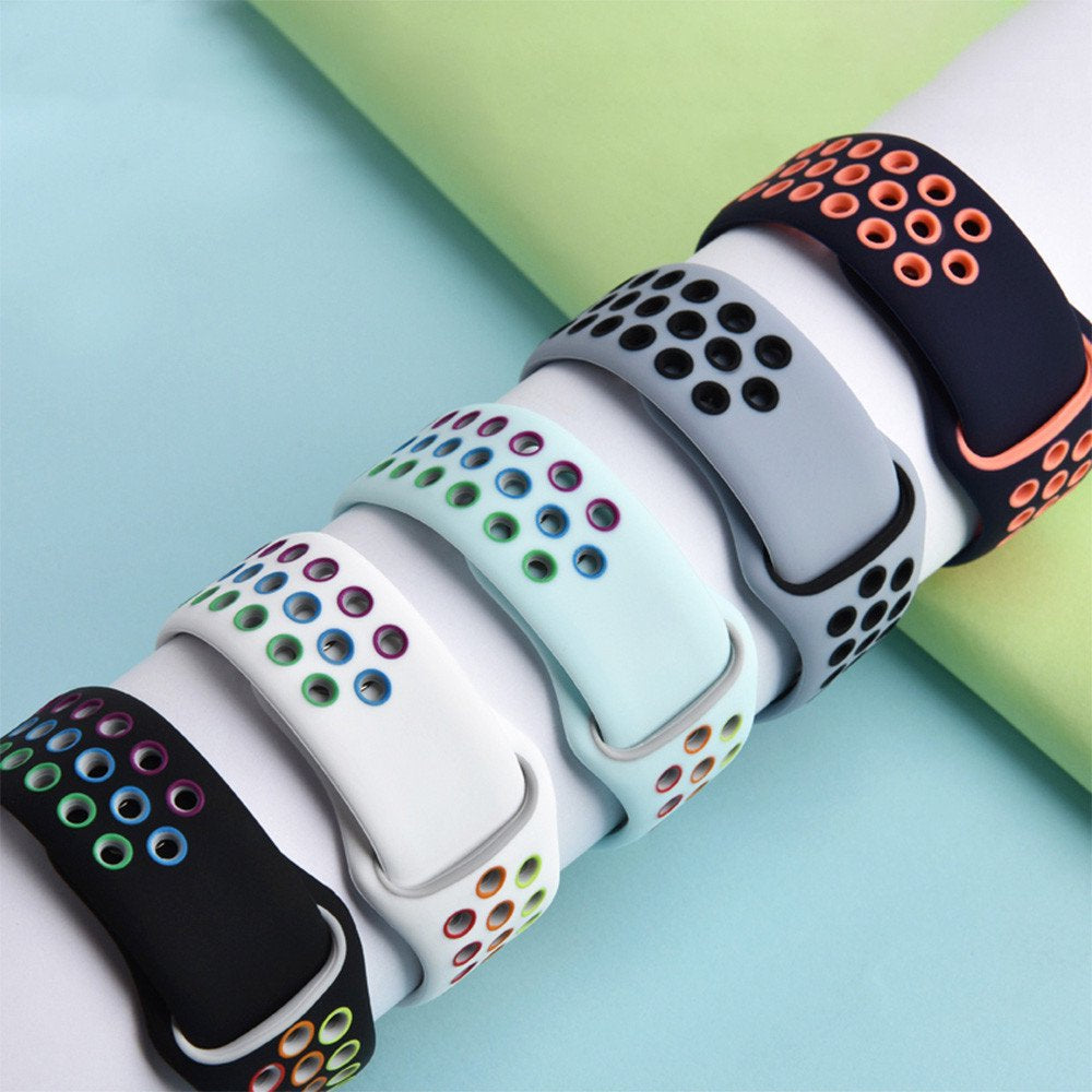 Sport Band Silicone Strap Compatible with Apple Watch Sereies 9 8 7 41Mm 45Mm Sereies 6 5 4 SE 44Mm 40Mm Sereies 3 2 1 38Mm 42Mm, Ultra 49Mm for Women Men, Soft Breathable Adjustable Bands