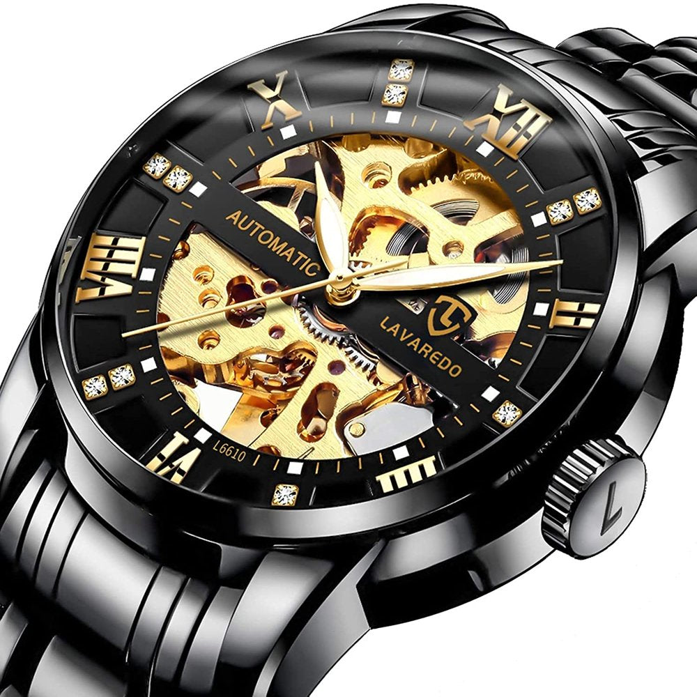 Men'S Watch Automatic Mechanical Watches Self Winding Diamond Dial Stainess Steel Watches Business Watches Valentine'S Day Gift for Men