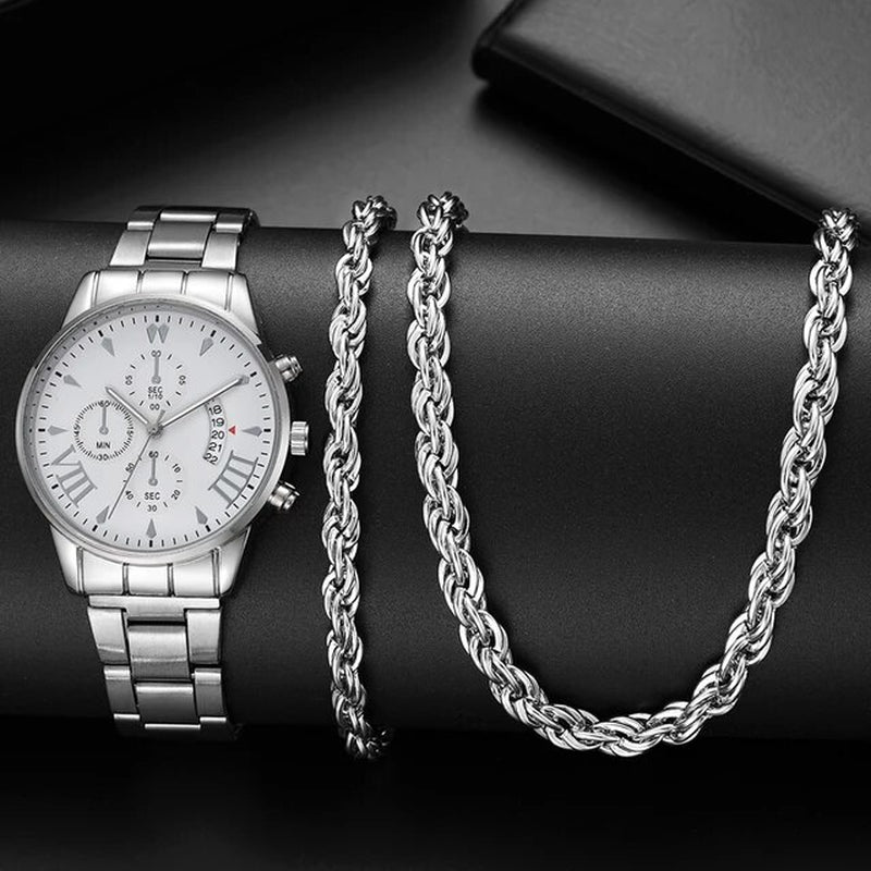 Silver Watches for Men Luxury Fashion Design Stainless Steel Watch Quartz Men'S Watch Gift Montre Homme Relogio Masculino No Box