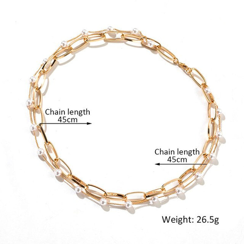 Trendy Women'S Neck Chain Kpop Irregular Imitation Pearls Necklace Gold Color Lock Butterfly Coin Pendant Choker Jewelry Collar