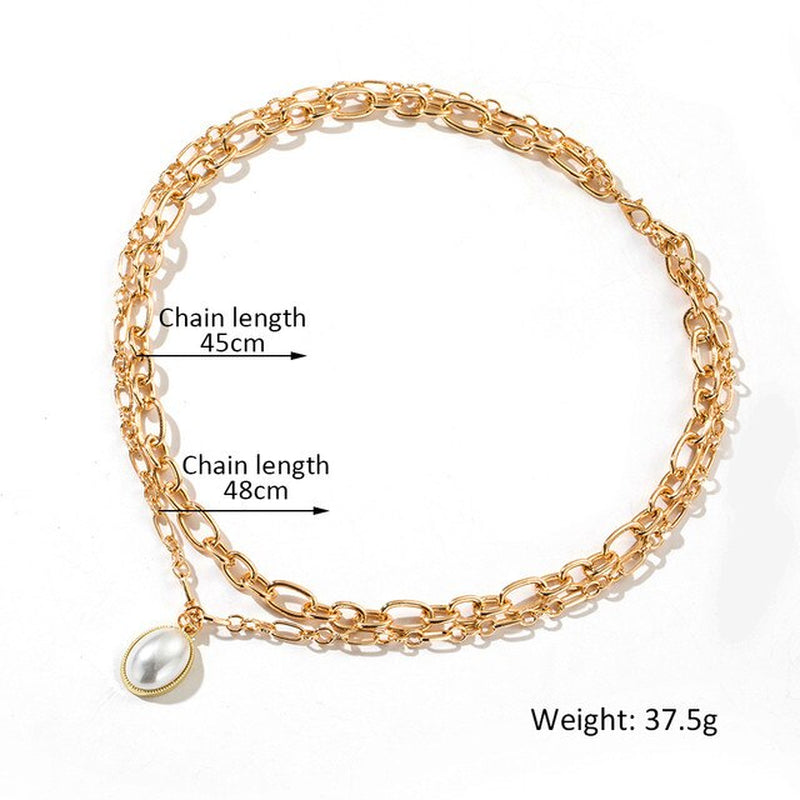 Trendy Women'S Neck Chain Kpop Irregular Imitation Pearls Necklace Gold Color Lock Butterfly Coin Pendant Choker Jewelry Collar