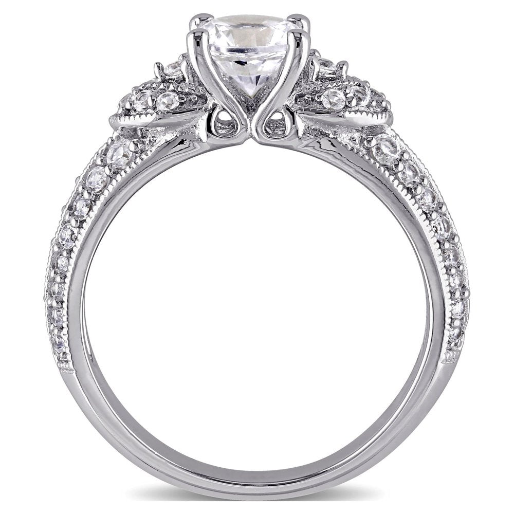 Women'S 1-5/8 Carat T.G.W. Created White Sapphire Vintage Engagement Ring in Sterling Silver