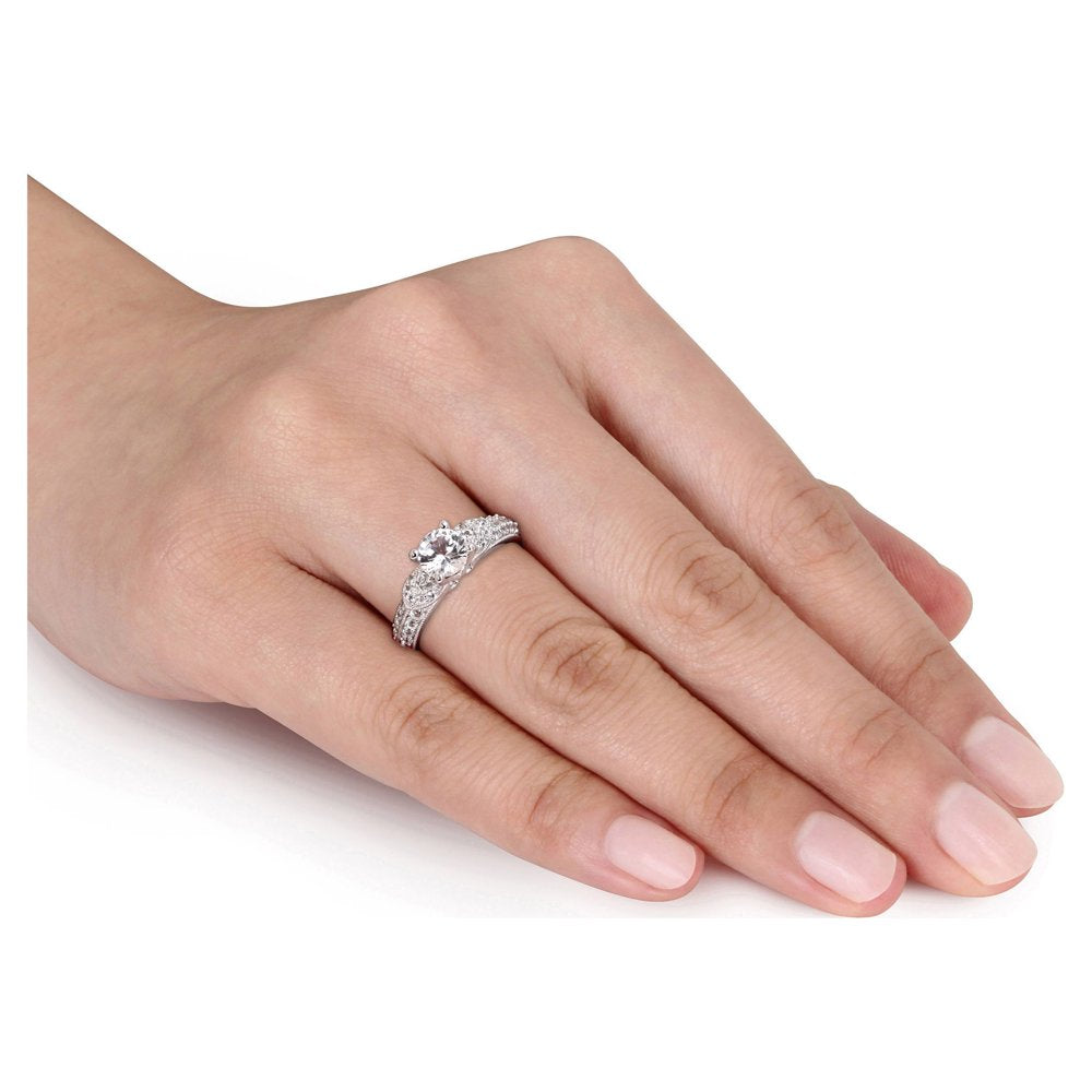 Women'S 1-5/8 Carat T.G.W. Created White Sapphire Vintage Engagement Ring in Sterling Silver