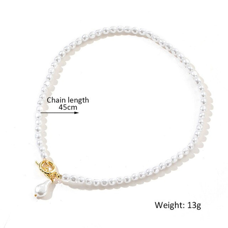 Trendy Women'S Neck Chain Kpop Irregular Imitation Pearls Necklace Gold Color Lock Butterfly Coin Pendant Choker Jewelry Collar