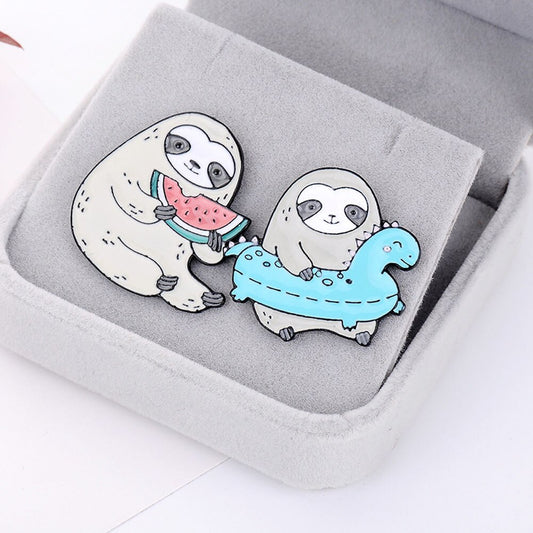 Funny Sloth Enamel Pin Lazy Animal Cartoon Cute Sloth Enamel Pin Badge Brooches for Women Denim Shirt Bag Cute Jewelry Gift