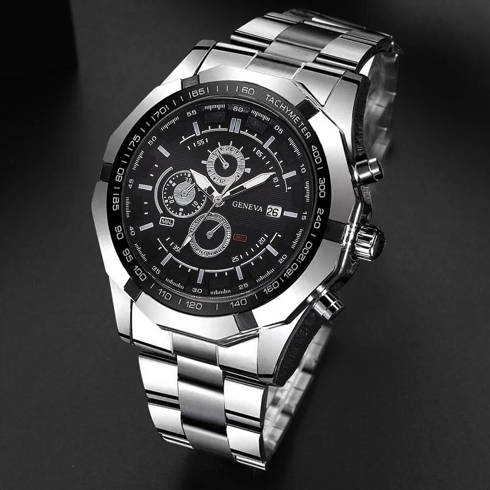 Silver Watches for Men Luxury Fashion Design Stainless Steel Watch Quartz Men'S Watch Gift Montre Homme Relogio Masculino No Box